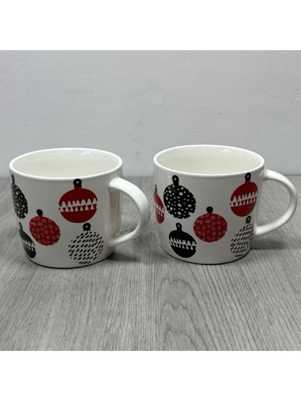 2 Starbucks 2016 Ornaments Mug Coffee Cup White Red Christmas Holidays 16.9 oz